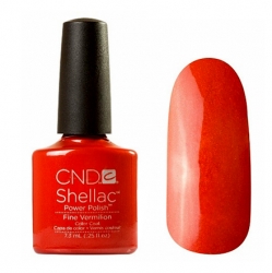 CND Shellac Гель-лак для ногтей Fine Vermilion 7,3 мл насыщенный красно-оранжевый, с микроблеском.