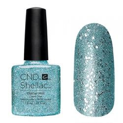 CND Shellac Glacial Mist - Гель-лак для ногтей 7,3 мл холодный голубой оттенок с крупными и мелкими блестками