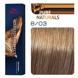Wella Koleston Perfect ME+ Pure Naturals - Крем-краска для волос 8/03 Янтарь 60 мл