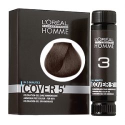 L'Oreal Professionnel HOMME Cover 5 №3 - Тонирующий гель Естественное тонирование седины (Темный шатен) 3 х 50 мл