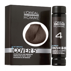 L'Oreal Professionnel HOMME Cover 5 №4 - Тонирующий гель Естественное тонирование седины (Шатен) 3 х 50 мл