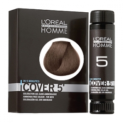 L'Oreal Professionnel HOMME Cover 5 №5 - Тонирующий гель Естественное тонирование седины (Светлый шатен) 3 х 50 мл