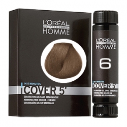 L'Oreal Professionnel HOMME Cover 5 №6 - Тонирующий гель Естественное тонирование седины (Темный блондин) 3 х 50 мл