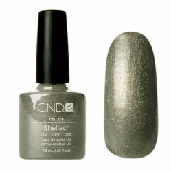 CND Shellac Steel Gaze - Гель-лак для ногтей 7,3 мл болотно-серый с золотым микроблеском, эмаль 