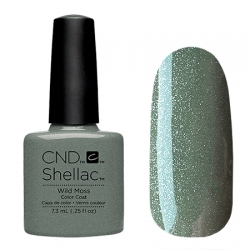 CND Shellac Wild Moss - Гель-лак для ногтей 7,3 мл зеленый плотный оттенок с микроблеском