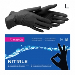 MediOK - Перчатки нитриловые неопудренные - Черные размер L 100шт / 50пар